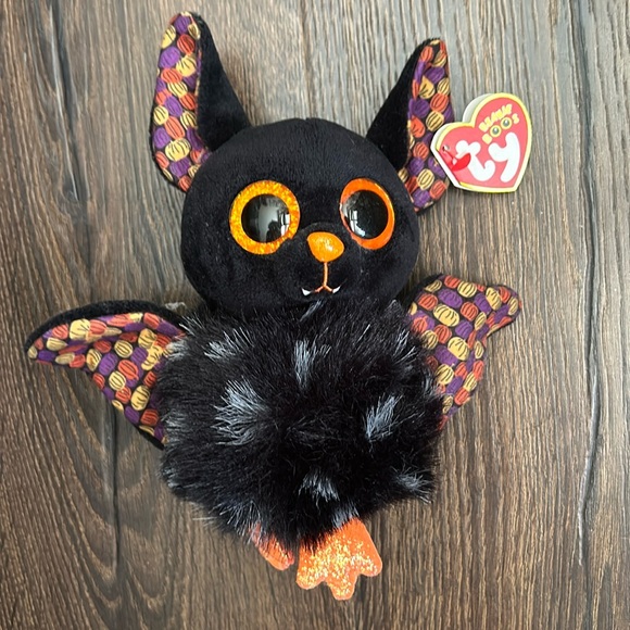 TY Beanie Boos 6" RADAR Bat Halloween Orange Sparkly Eyes Black Plush NEW - Picture 3 of 6